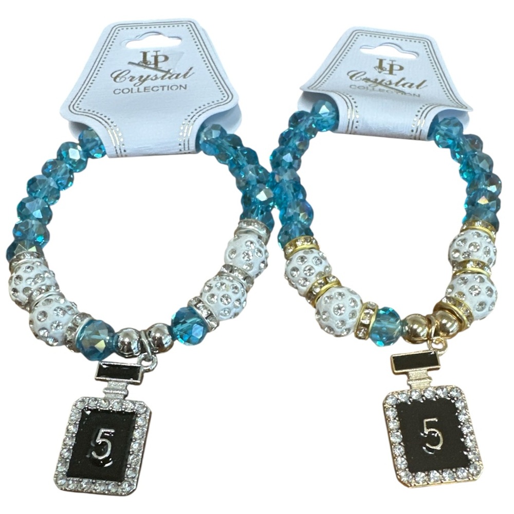 NWT! Bundle of 2 Blue & Gold Charm Bracelets
